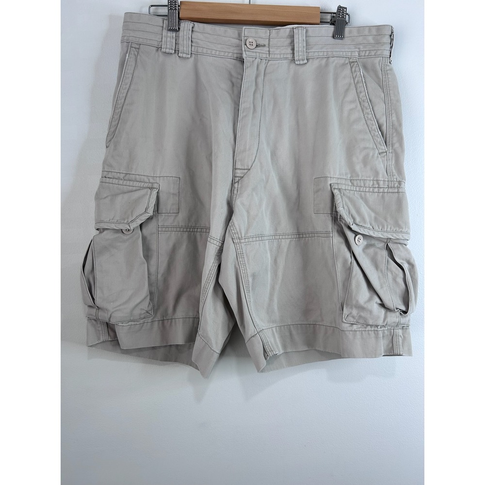 Polo Ralph Lauren Mens Cargo Shorts Tan Khaki‎ Cotton Twill Utility Sz 35 Hiking